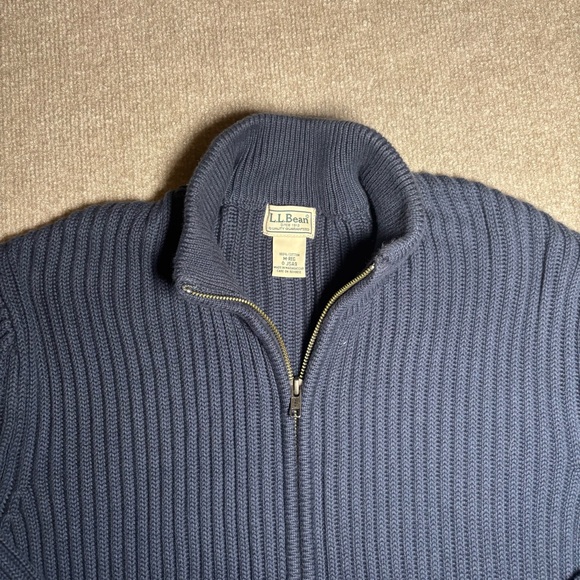 L.L. Bean Navy Ribbed Full Zip Sweater Jacket M - Picture 2 of 8